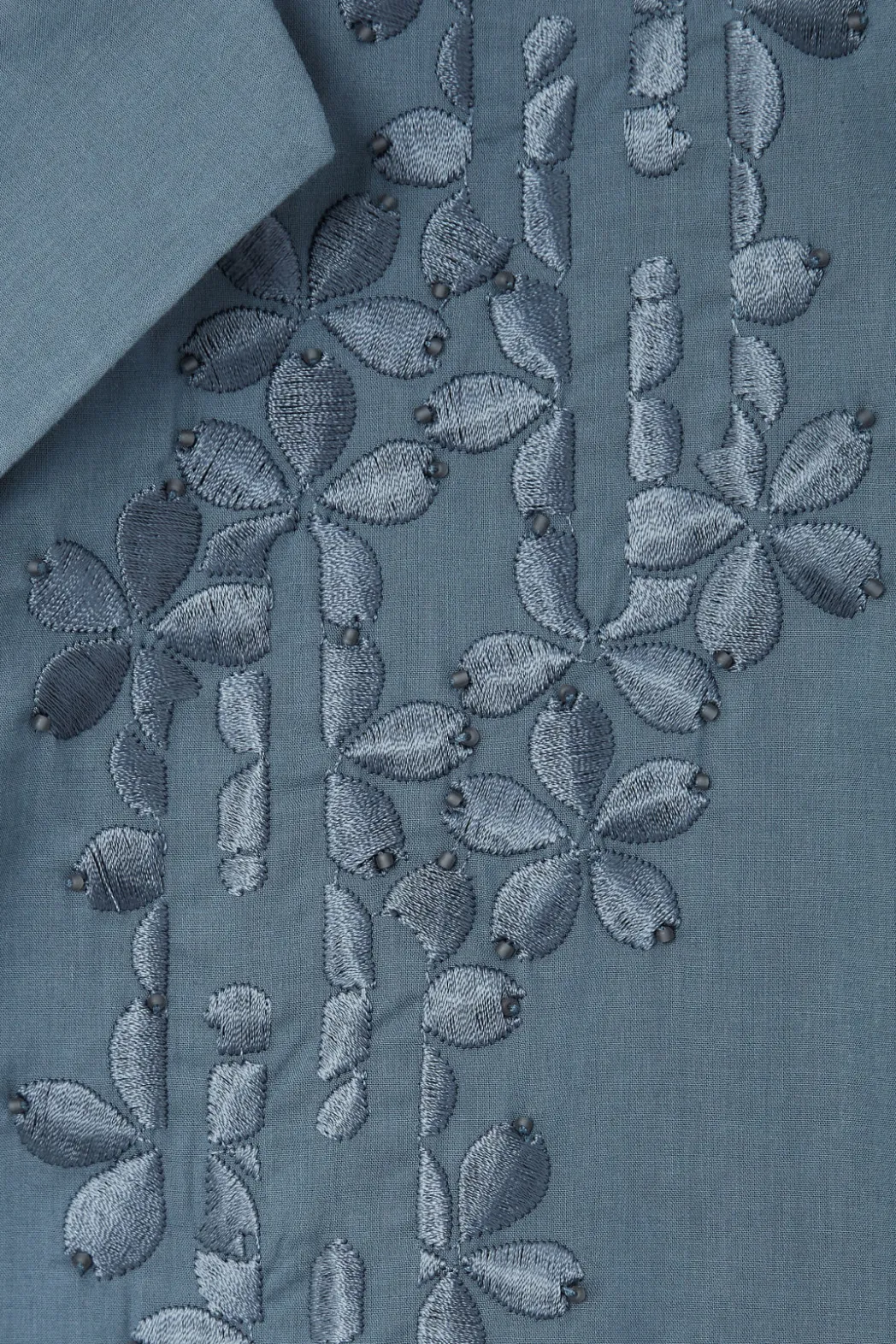 Online COS RELAXED FLORAL EMBROIDERED SHORT-SLEEVED SHIRT BLUE
