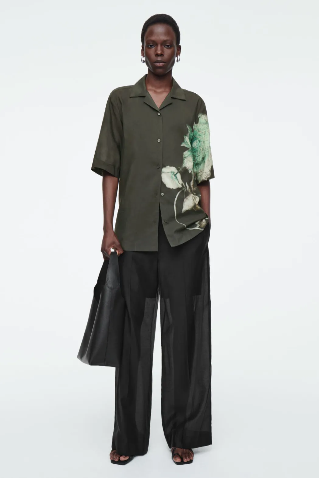 Best COS RELAXED FLORAL RESORT SHIRT CHARCOAL / FLORAL