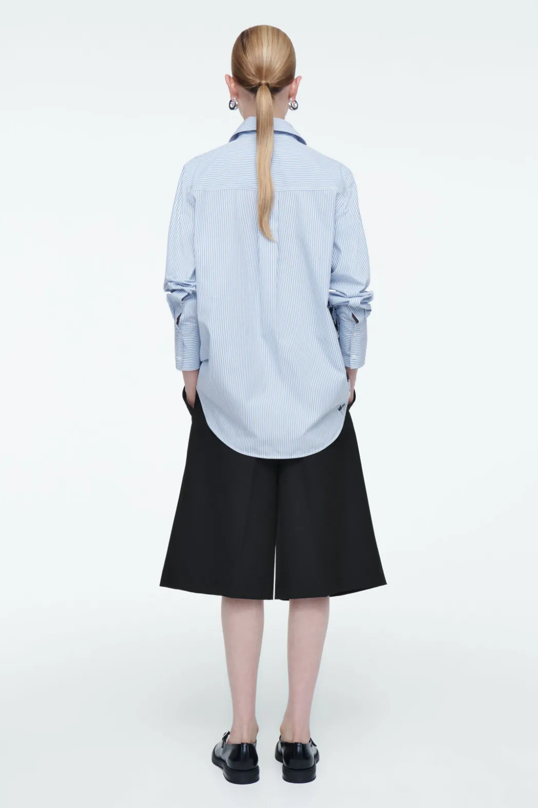COS RELAXED FLORAL-PRINT STRIPED SHIRT BLUE / FLORAL
