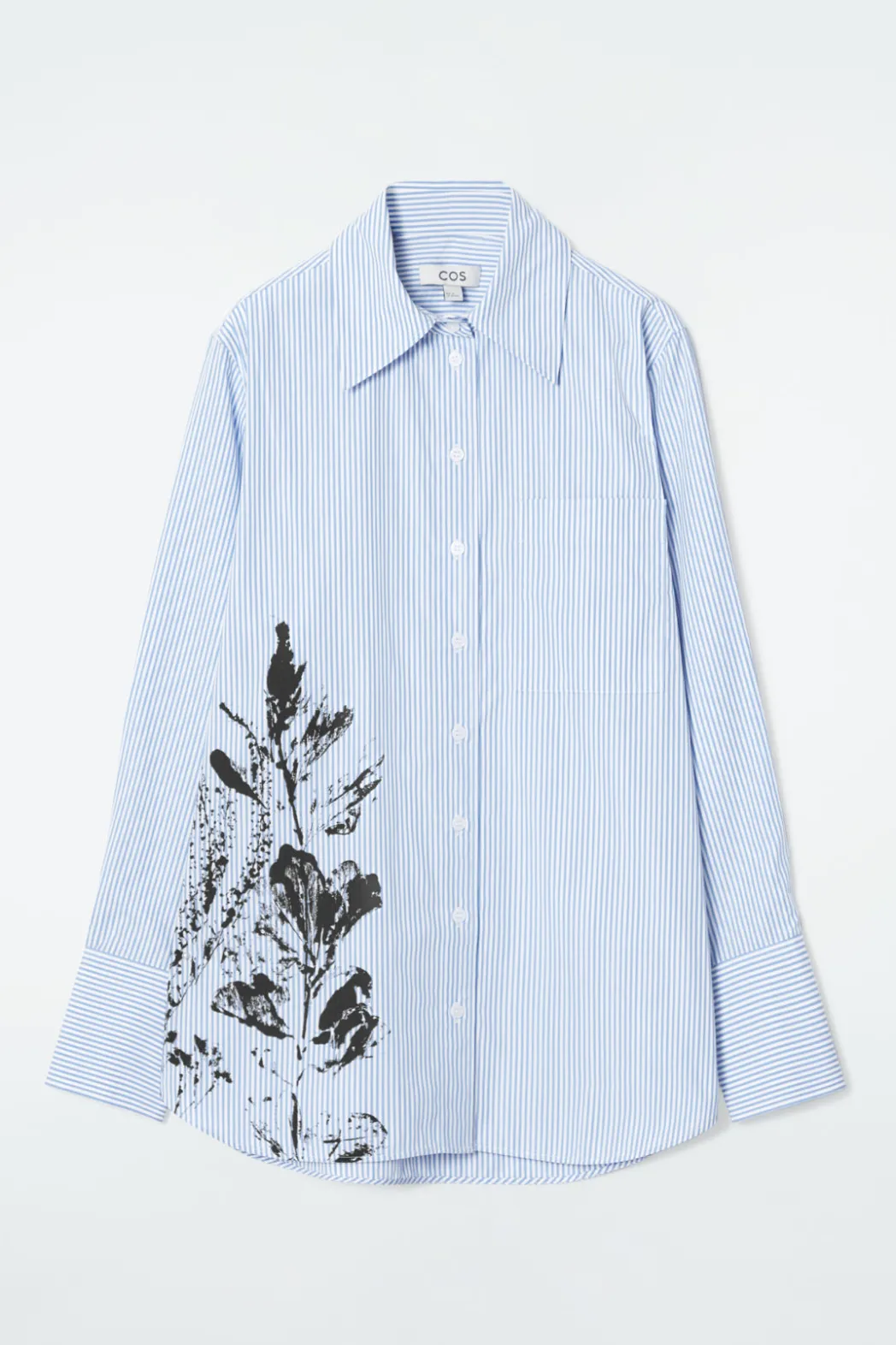 COS RELAXED FLORAL-PRINT STRIPED SHIRT BLUE / FLORAL