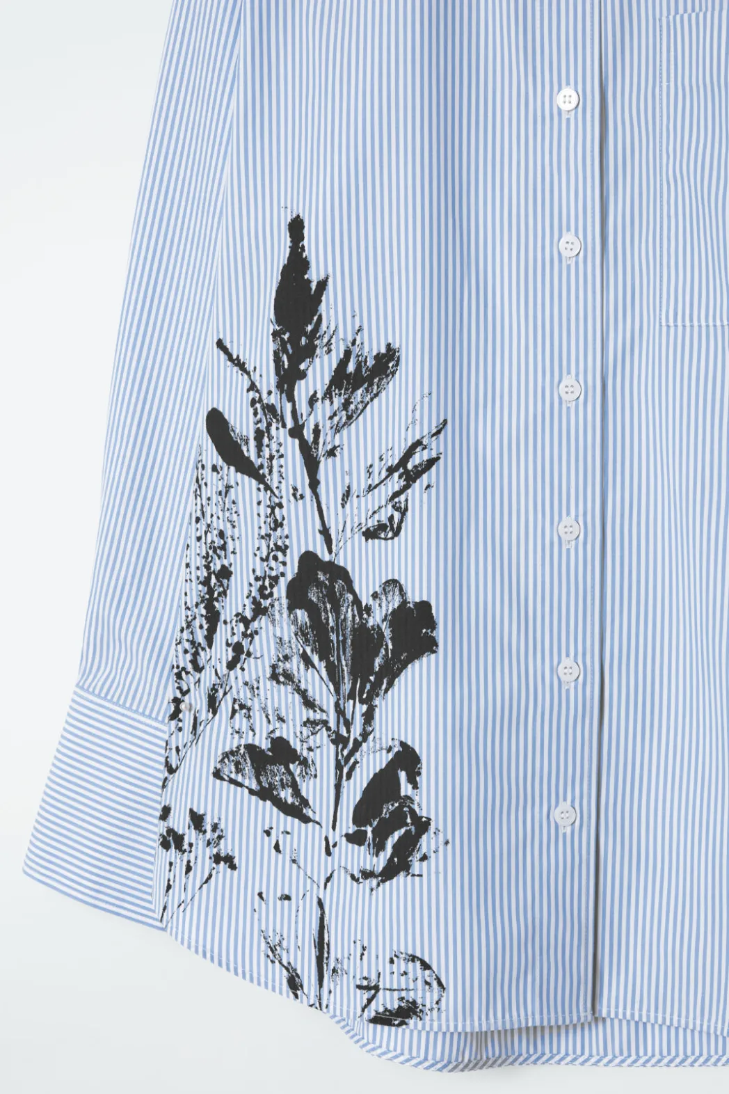 COS RELAXED FLORAL-PRINT STRIPED SHIRT BLUE / FLORAL