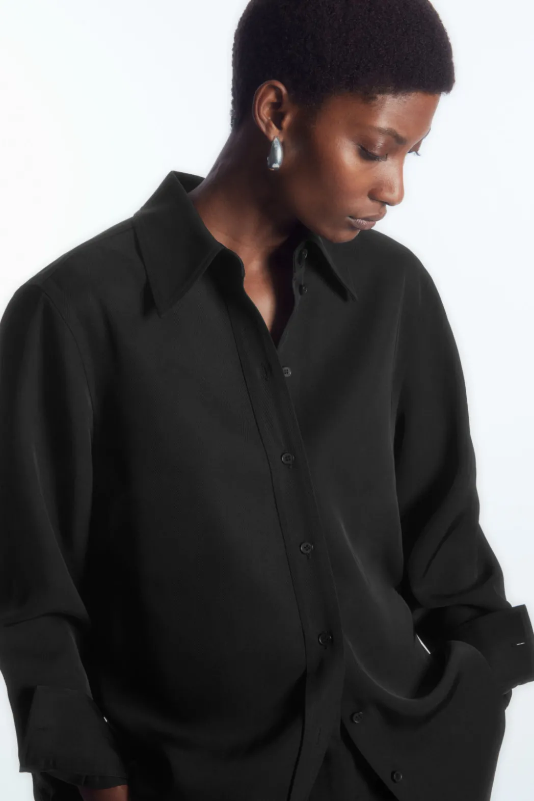 Best COS RELAXED FLUID SHIRT BLACK