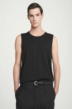 Online COS RELAXED KNITTED SILK VEST BLACK