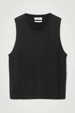 Online COS RELAXED KNITTED SILK VEST BLACK