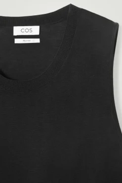 Online COS RELAXED KNITTED SILK VEST BLACK