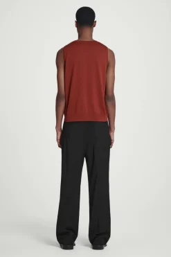COS RELAXED KNITTED SILK VEST RED