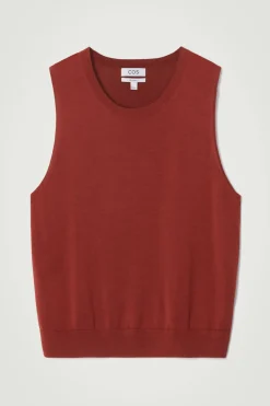COS RELAXED KNITTED SILK VEST RED