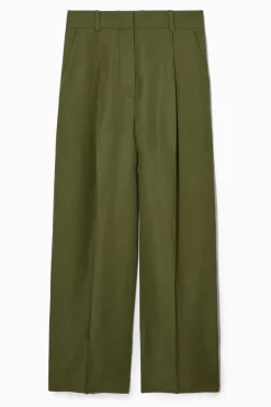 Hot COS RELAXED LINEN-BLEND WIDE-LEG PANTS DARK KHAKI