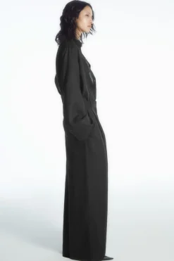 Outlet COS RELAXED LINEN-BLEND WIDE-LEG PANTS BLACK