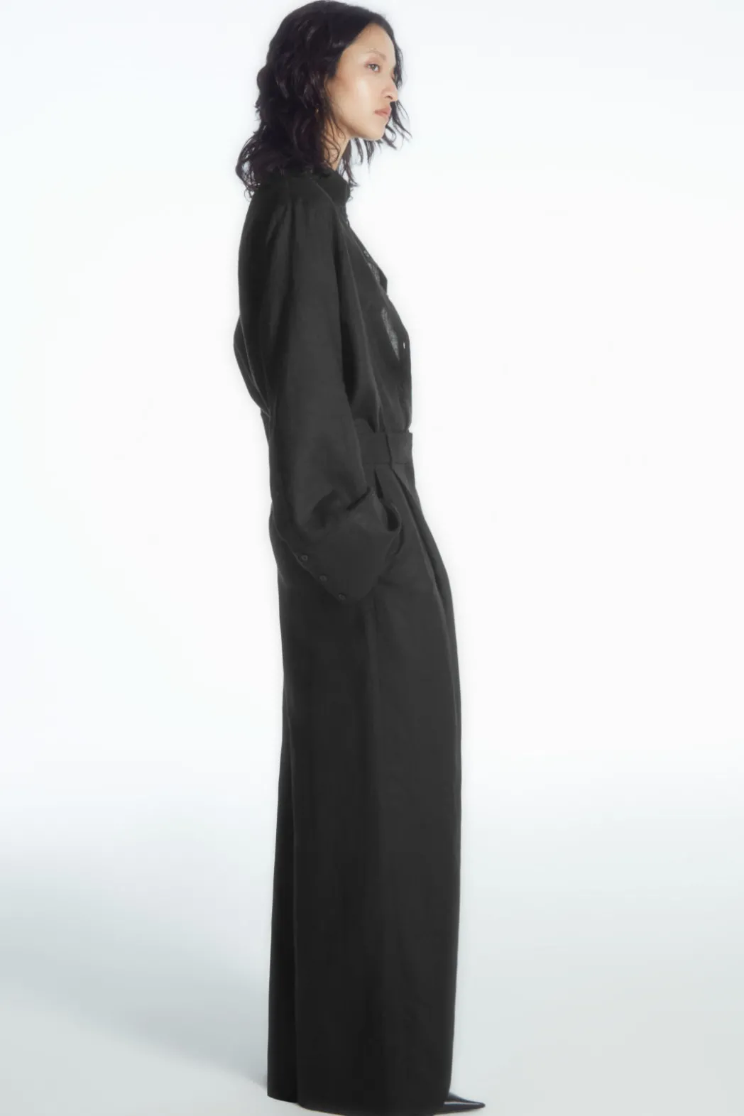 Outlet COS RELAXED LINEN-BLEND WIDE-LEG PANTS BLACK
