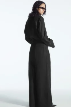 Outlet COS RELAXED LINEN-BLEND WIDE-LEG PANTS BLACK