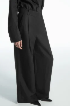 Outlet COS RELAXED LINEN-BLEND WIDE-LEG PANTS BLACK