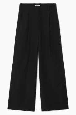 Outlet COS RELAXED LINEN-BLEND WIDE-LEG PANTS BLACK