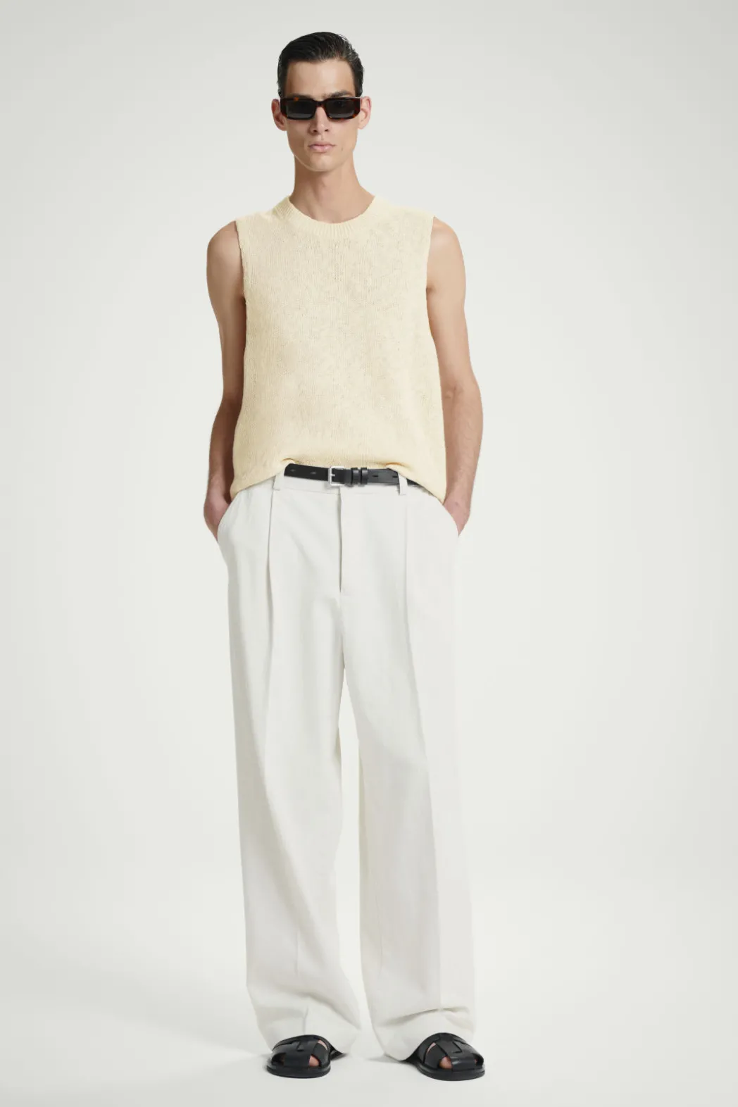 COS RELAXED MÉLANGE-KNIT COTTON TANK OATMEAL MÉLANGE