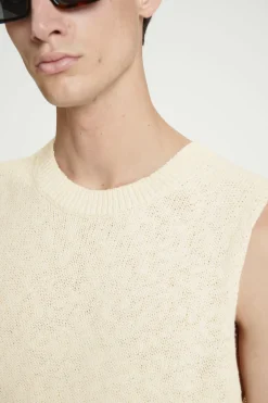 COS RELAXED MÉLANGE-KNIT COTTON TANK OATMEAL MÉLANGE