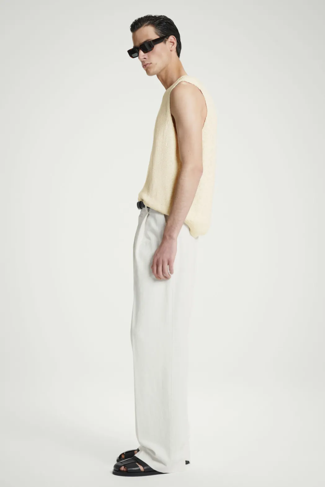 COS RELAXED MÉLANGE-KNIT COTTON TANK OATMEAL MÉLANGE