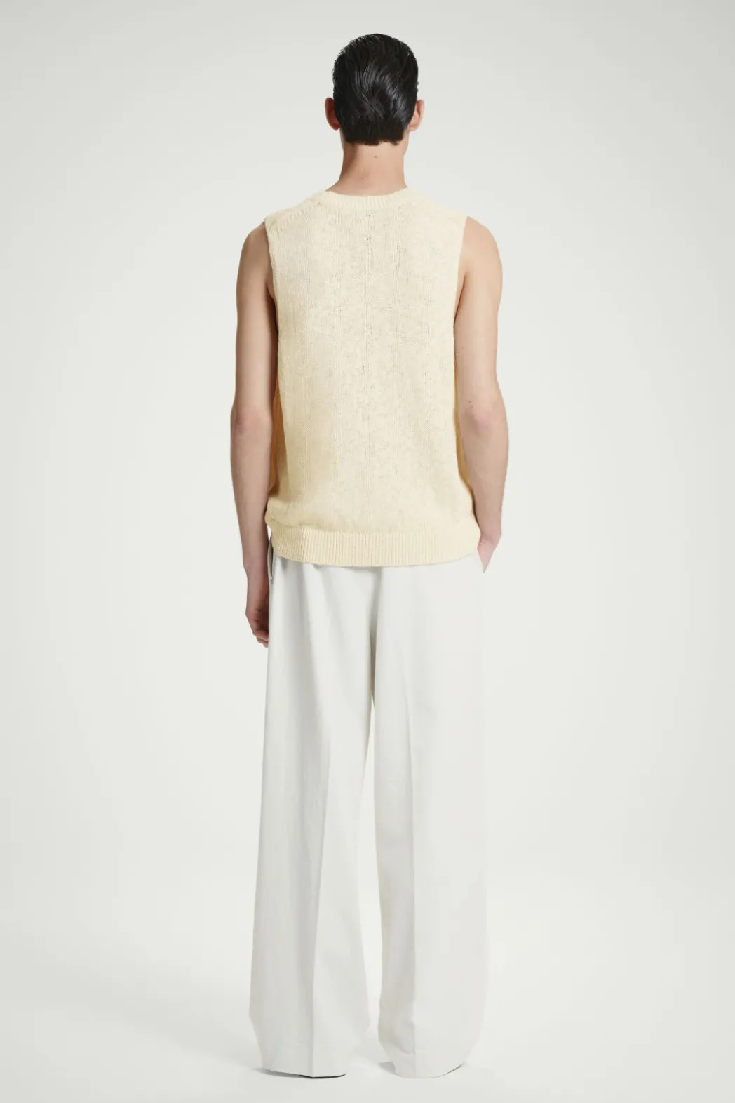 COS RELAXED MÉLANGE-KNIT COTTON TANK OATMEAL MÉLANGE