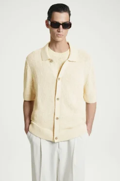 Clearance COS RELAXED MÉLANGE-KNIT SHIRT OATMEAL MÉLANGE