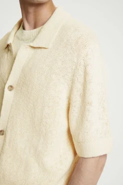Clearance COS RELAXED MÉLANGE-KNIT SHIRT OATMEAL MÉLANGE