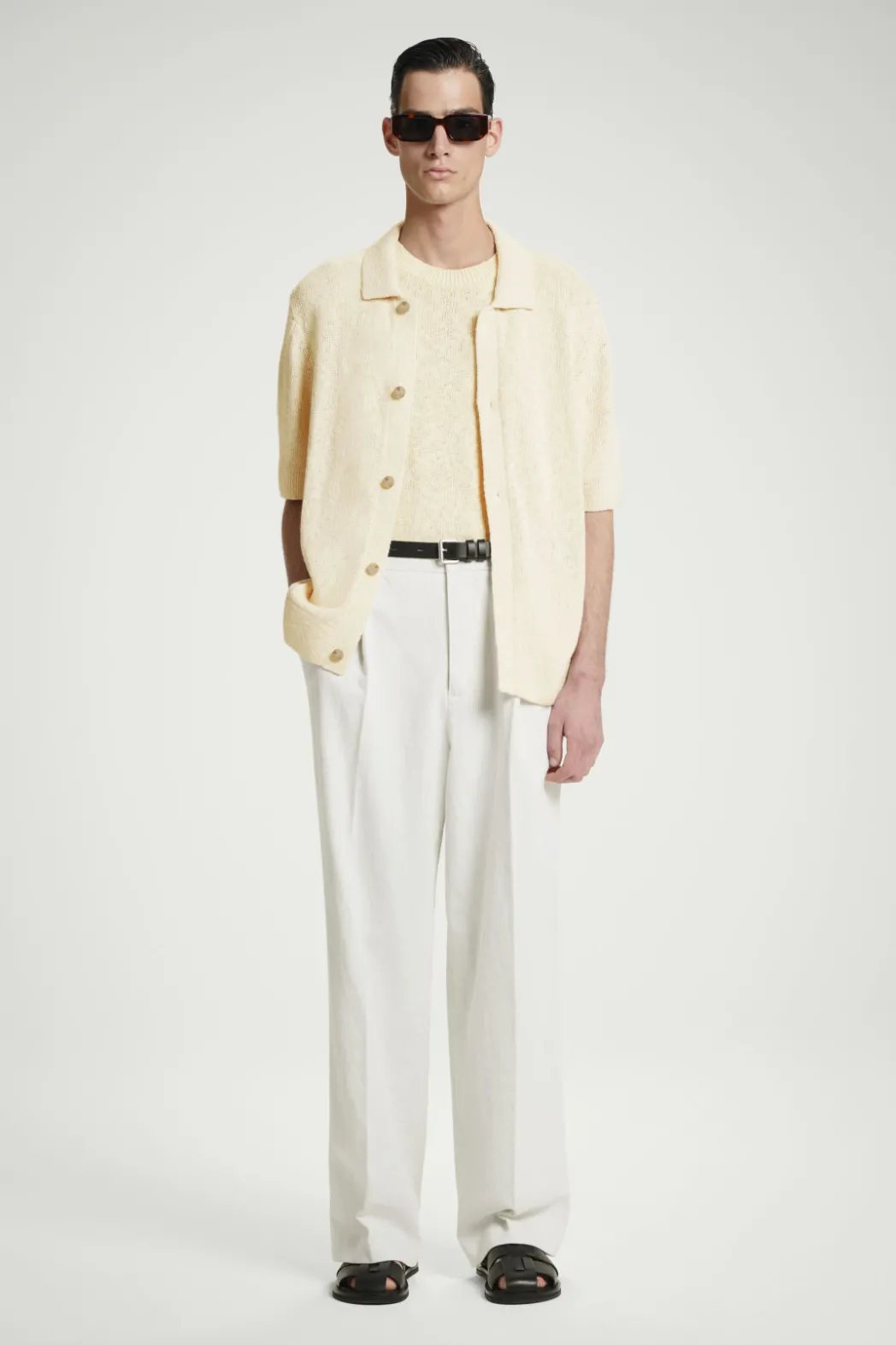 Clearance COS RELAXED MÉLANGE-KNIT SHIRT OATMEAL MÉLANGE