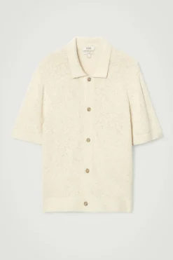 Clearance COS RELAXED MÉLANGE-KNIT SHIRT OATMEAL MÉLANGE
