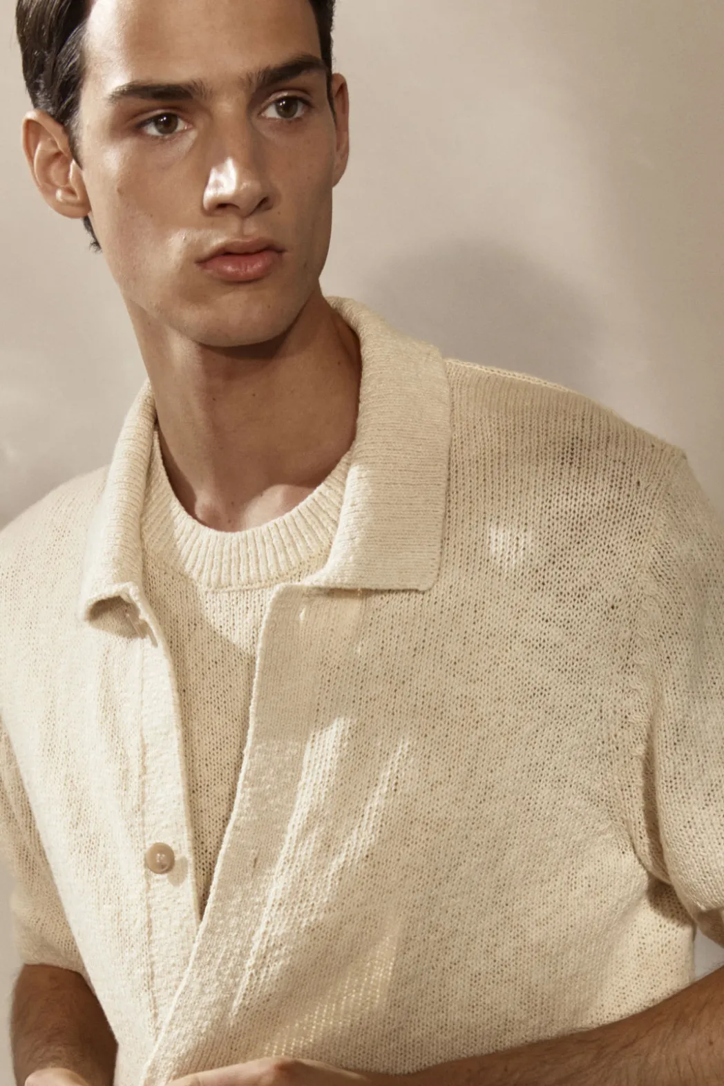 Clearance COS RELAXED MÉLANGE-KNIT SHIRT OATMEAL MÉLANGE