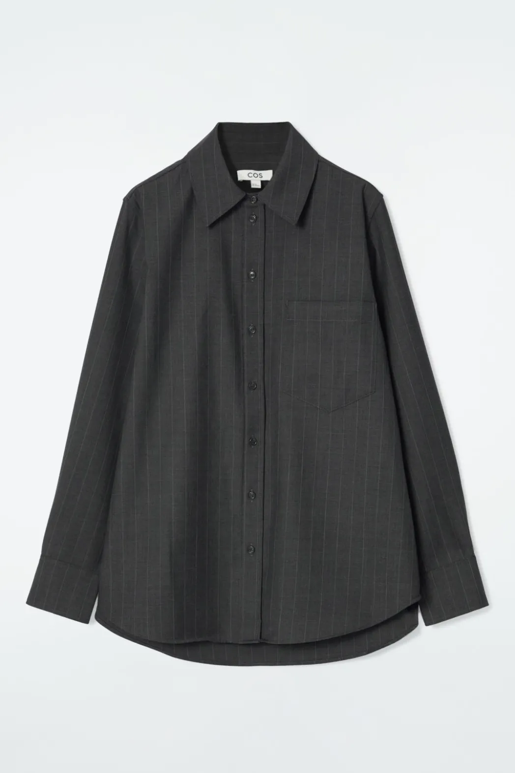 Outlet COS RELAXED PINSTRIPED WOOL SHIRT DARK GRAY / PINSTRIPED