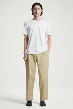 Best COS RELAXED PLEATED COTTON TAPERED PANTS BEIGE