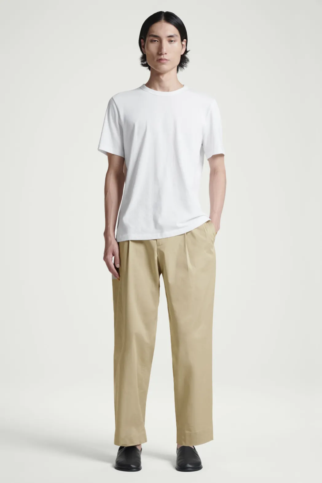 Best COS RELAXED PLEATED COTTON TAPERED PANTS BEIGE