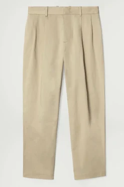 Best COS RELAXED PLEATED COTTON TAPERED PANTS BEIGE