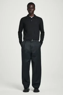 Hot COS RELAXED PLEATED COTTON WIDE-LEG PANTS NAVY