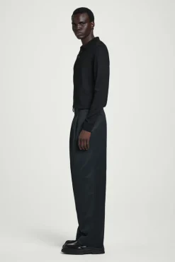 Hot COS RELAXED PLEATED COTTON WIDE-LEG PANTS NAVY
