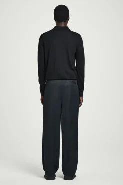 Hot COS RELAXED PLEATED COTTON WIDE-LEG PANTS NAVY