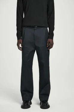 Hot COS RELAXED PLEATED COTTON WIDE-LEG PANTS NAVY