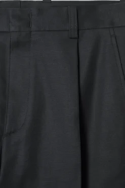 Hot COS RELAXED PLEATED COTTON WIDE-LEG PANTS NAVY