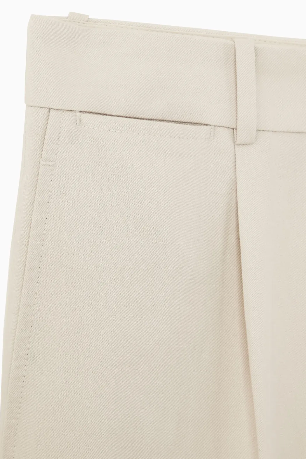 New COS RELAXED PLEATED LINEN STRAIGHT-LEG PANTS LIGHT BEIGE