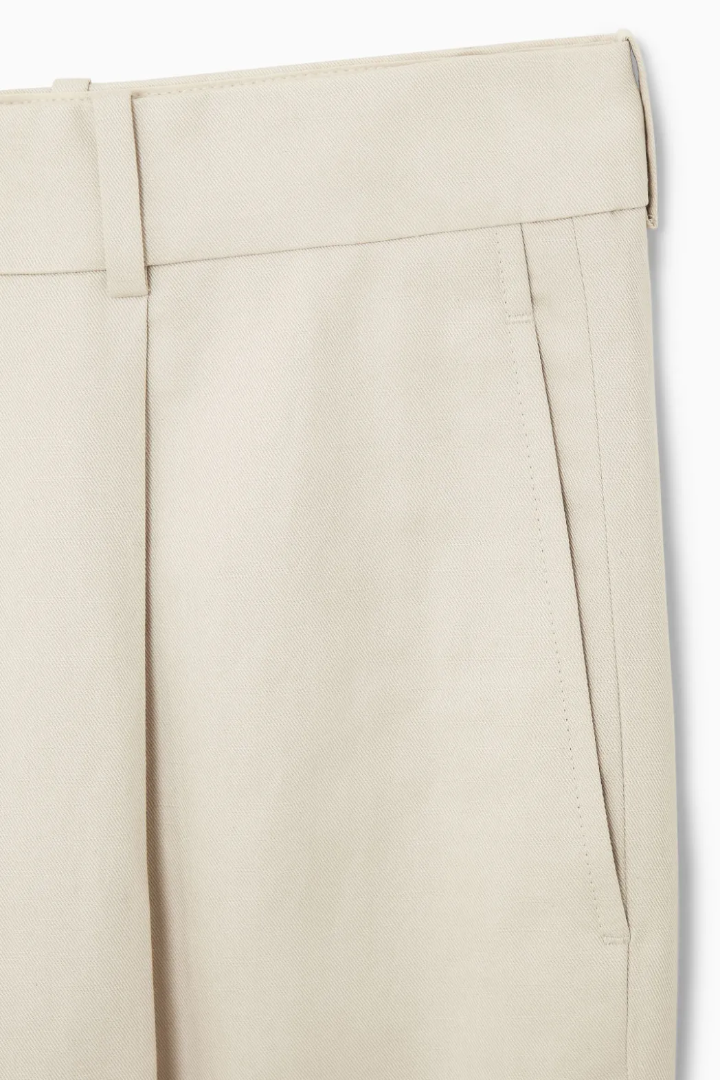 New COS RELAXED PLEATED LINEN STRAIGHT-LEG PANTS LIGHT BEIGE
