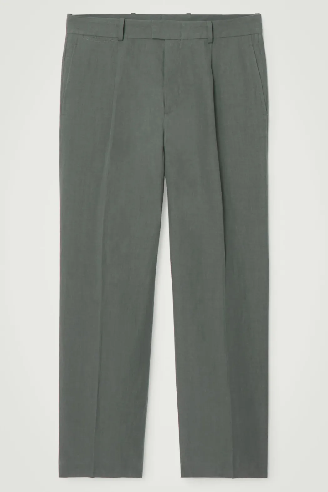 Clearance COS RELAXED PLEATED LINEN STRAIGHT-LEG PANTS GREEN