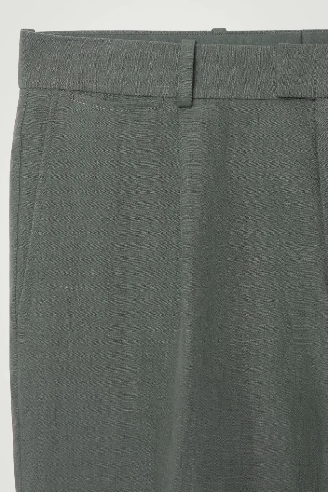 Clearance COS RELAXED PLEATED LINEN STRAIGHT-LEG PANTS GREEN