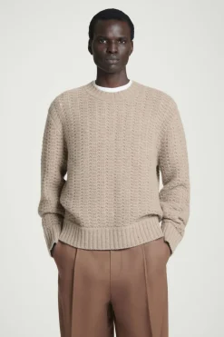 Clearance COS RELAXED POINTELLE-KNIT PURE CASHMERE SWEATER MOLE