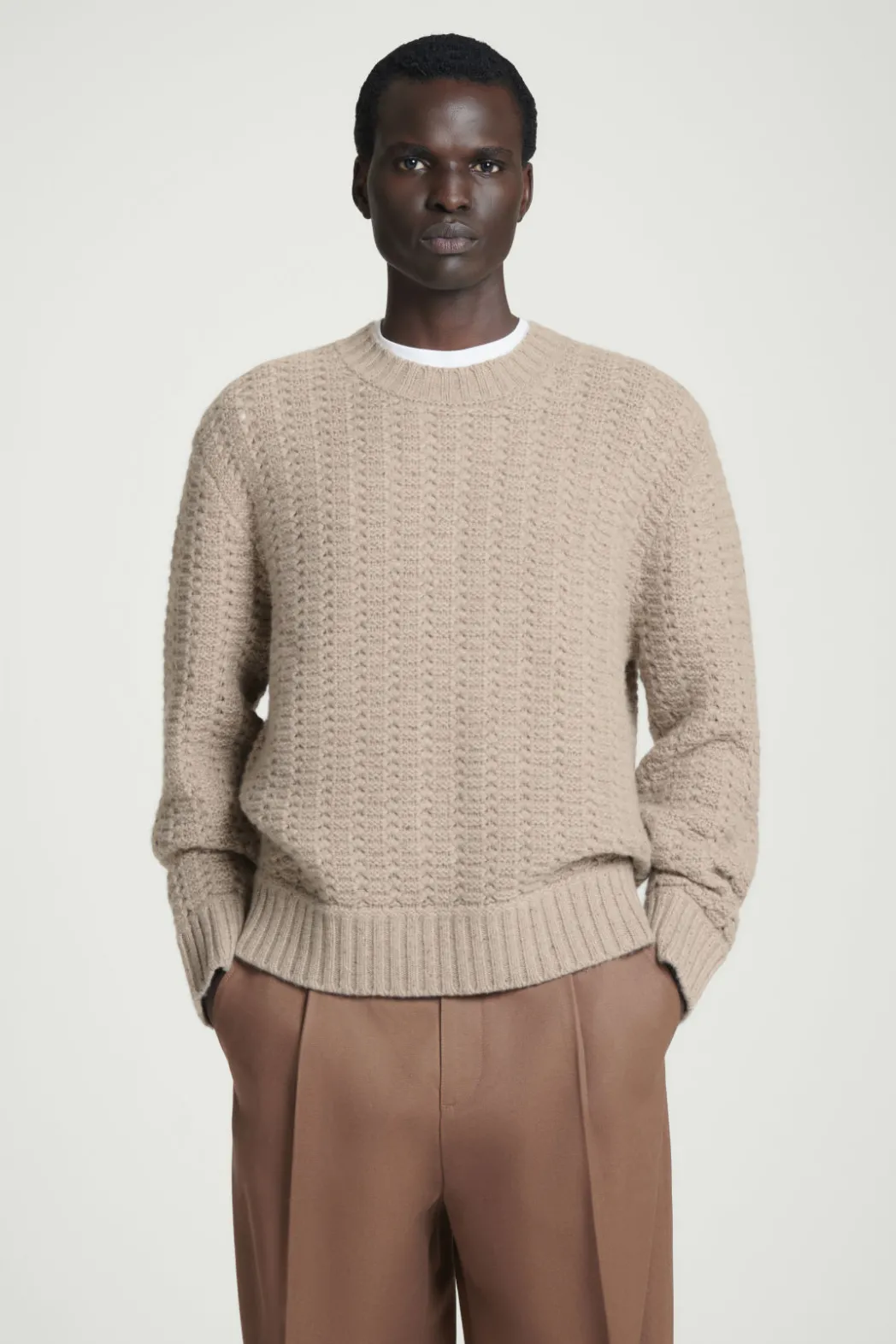 Clearance COS RELAXED POINTELLE-KNIT PURE CASHMERE SWEATER MOLE