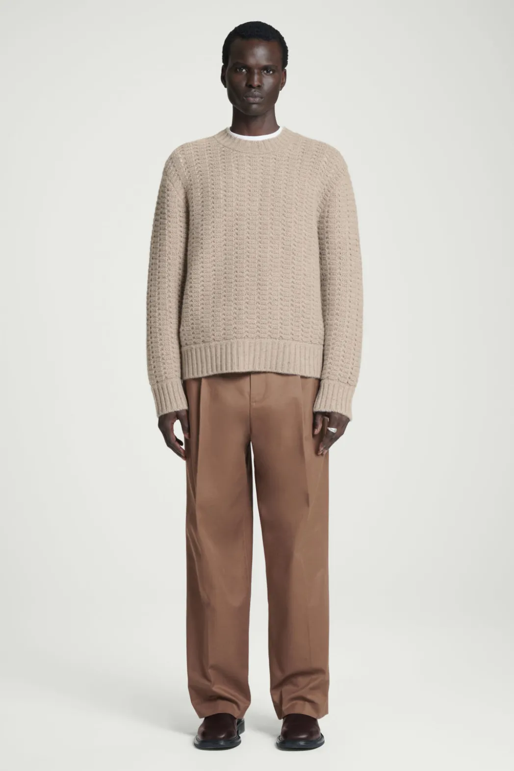 Clearance COS RELAXED POINTELLE-KNIT PURE CASHMERE SWEATER MOLE