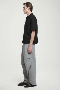 Clearance COS RELAXED SEERSUCKER COTTON ZIPPED SHIRT BLACK