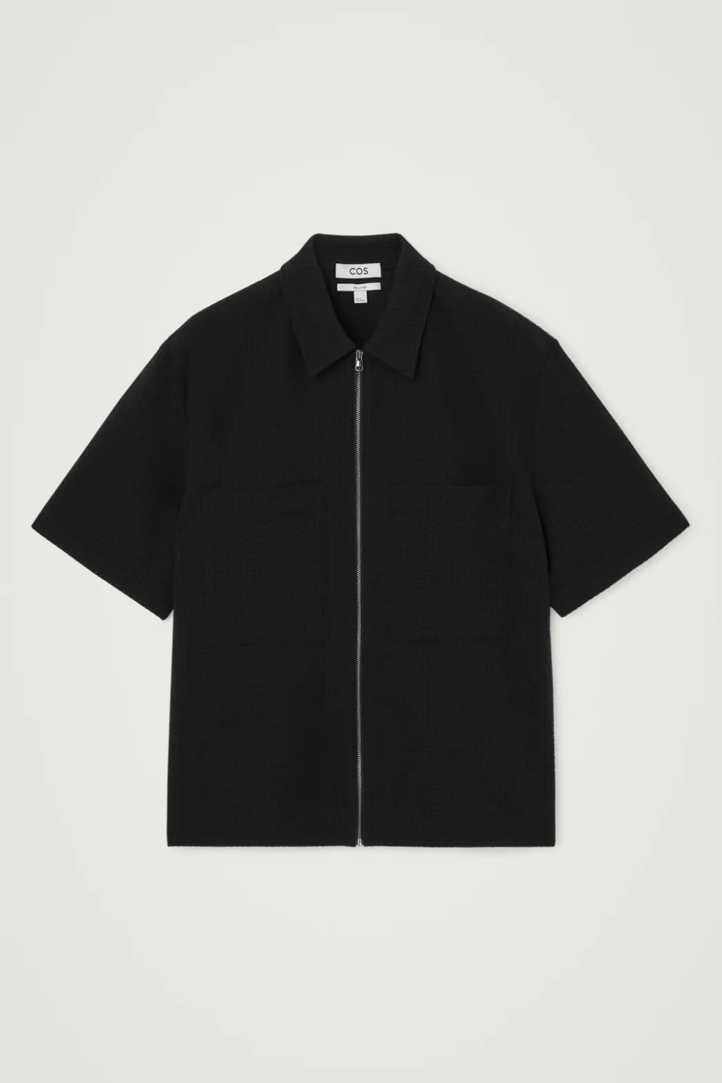 Clearance COS RELAXED SEERSUCKER COTTON ZIPPED SHIRT BLACK