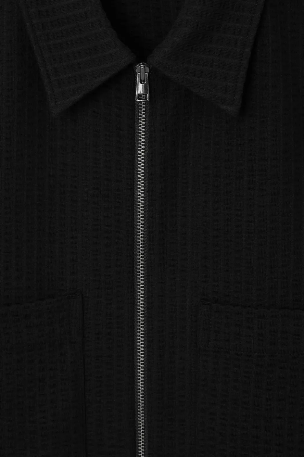 Clearance COS RELAXED SEERSUCKER COTTON ZIPPED SHIRT BLACK