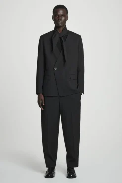 Online COS RELAXED SHAWL-COLLAR WOOL-HOPSACK BLAZER BLACK