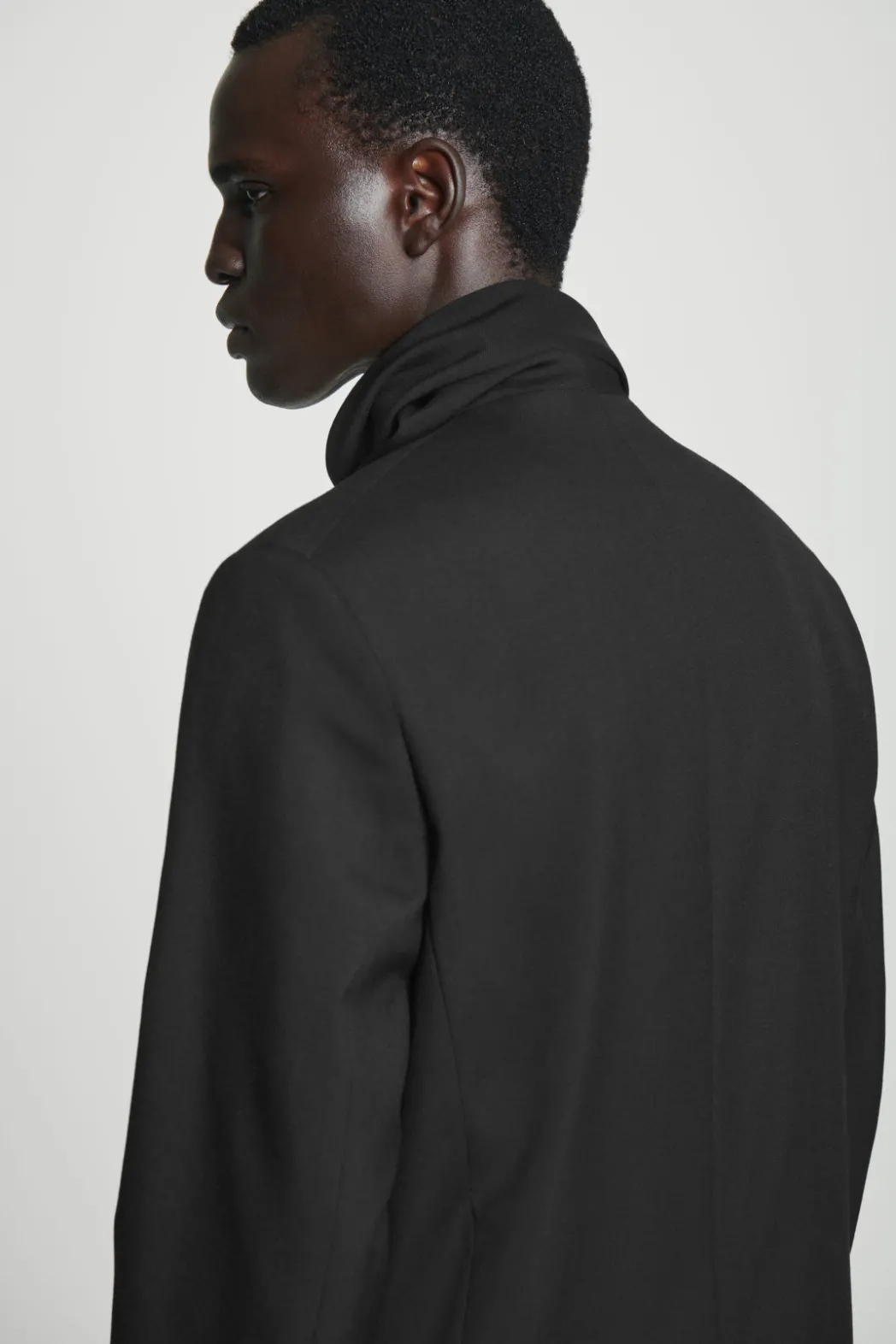 Online COS RELAXED SHAWL-COLLAR WOOL-HOPSACK BLAZER BLACK