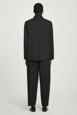 Online COS RELAXED SHAWL-COLLAR WOOL-HOPSACK BLAZER BLACK