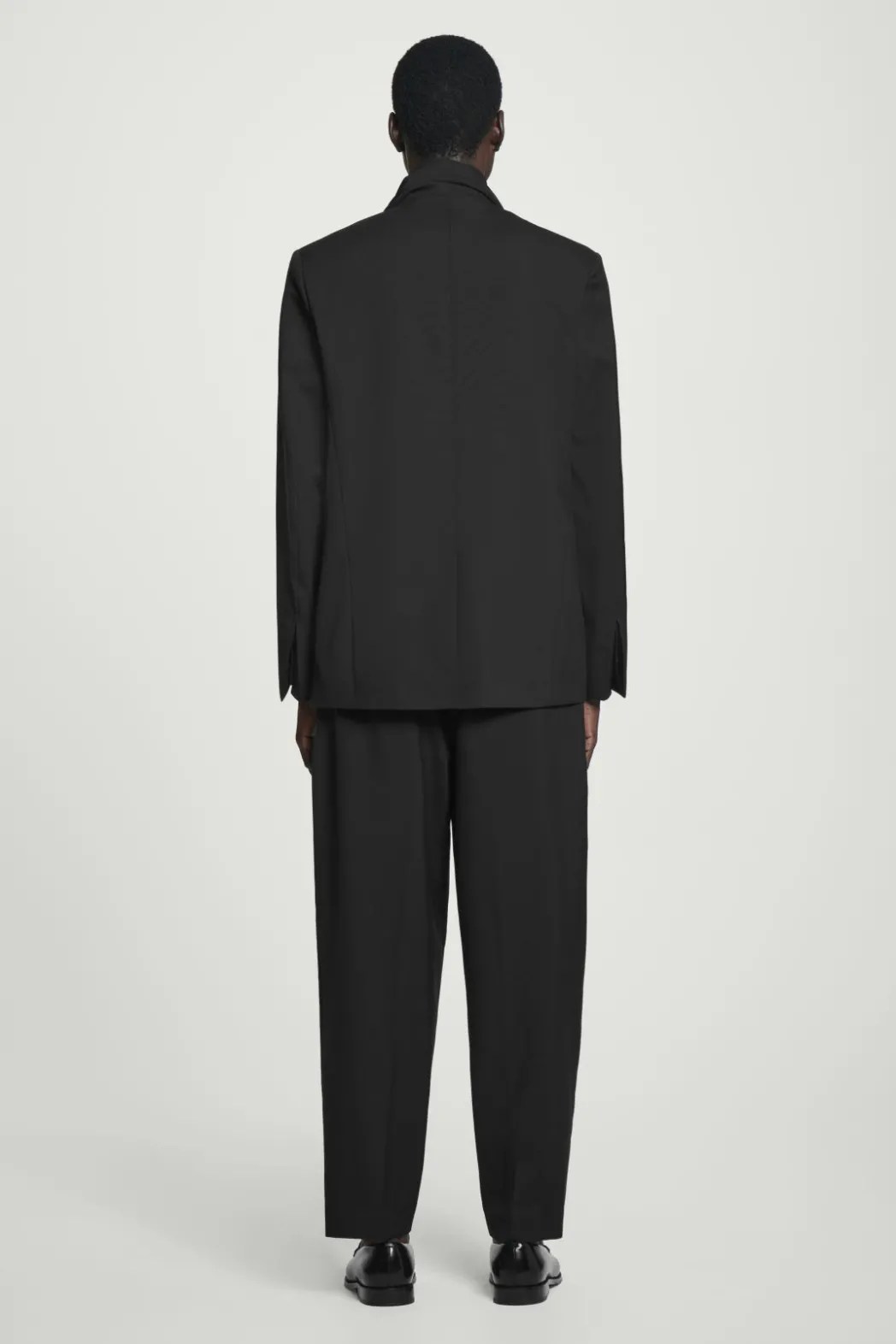 Online COS RELAXED SHAWL-COLLAR WOOL-HOPSACK BLAZER BLACK