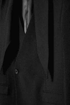 Online COS RELAXED SHAWL-COLLAR WOOL-HOPSACK BLAZER BLACK